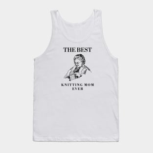 THE BEST KNITTING CRAFTS MOM LINE ART SIMPLE VECTOR STYLE, MOTHER OLD TIMES Tank Top